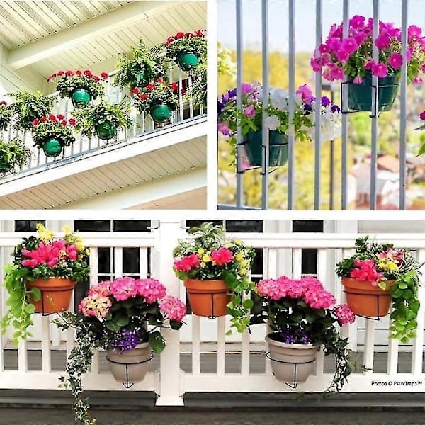 Flytande Trädgårdsräcke Planteringshylla, Metallfästen för Blomkrukor på Vertikalt Räcke, Balkong Trappa Växtställ 2pcs