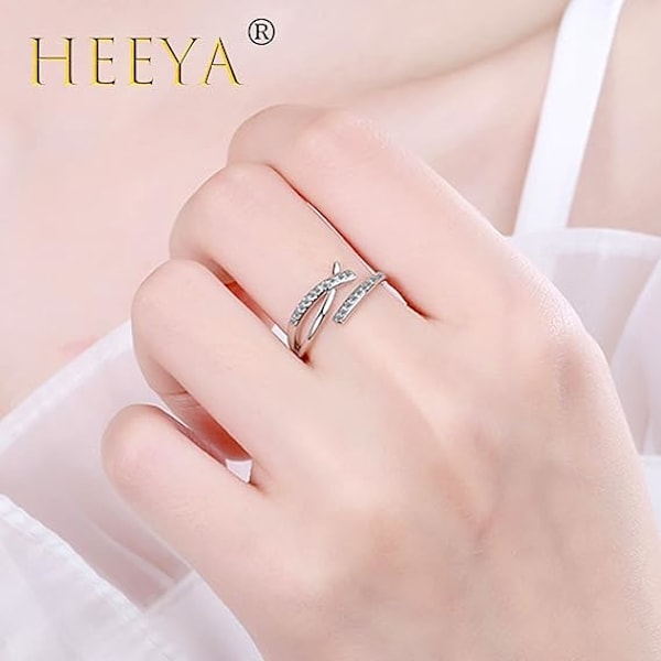 925 Sterling Sølvbelagte Tommelringer - Måne Stjerne Ring for Jenter - Sølvringsett med Cubic Zirconia - Angst Fidget Ringer - Gave til Jenter Kvinner