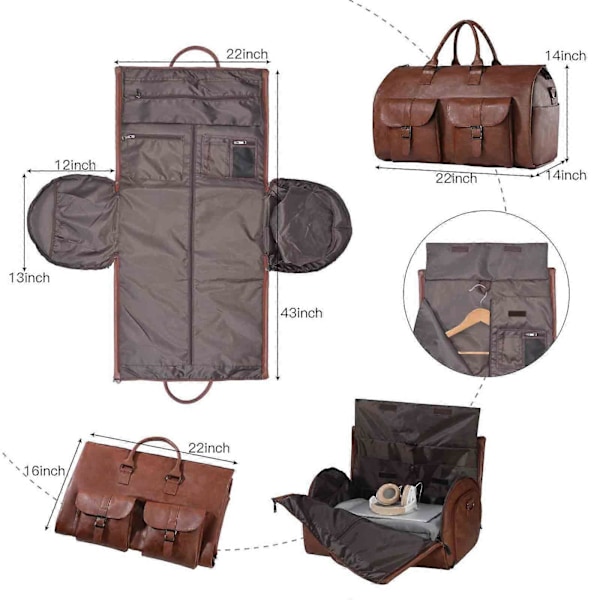 Rullende klesposer for reise, konvertibel duffel klespose rullebagger, 100% splitter ny Gray