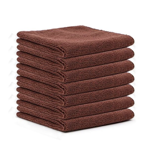 Sæt med 7 mikrofiber viskestykker, bløde, super absorberende og fnugfri brown