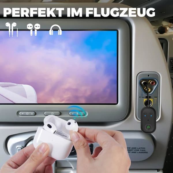Bluetooth 5.3 Adapter Transmitter, 2-i-1 Bluetooth Transmitter Receiver Understøtter 2 Hovedtelefoner, 3.5mm AUX Jack Transmitter
