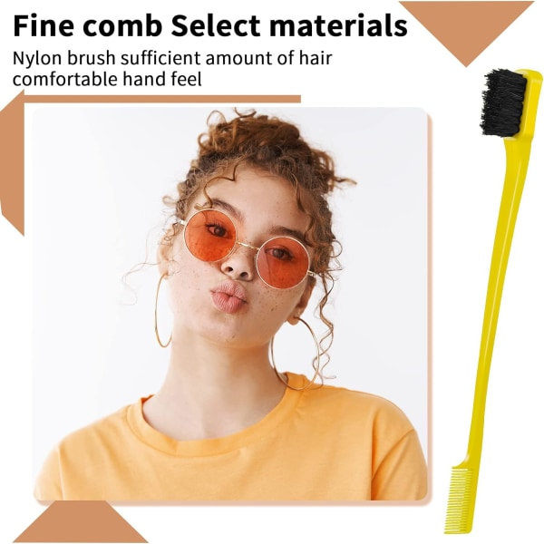 3-pack borste set för styling, borste med plastborst, kam för styling av kanter, robust kam med råttsvans