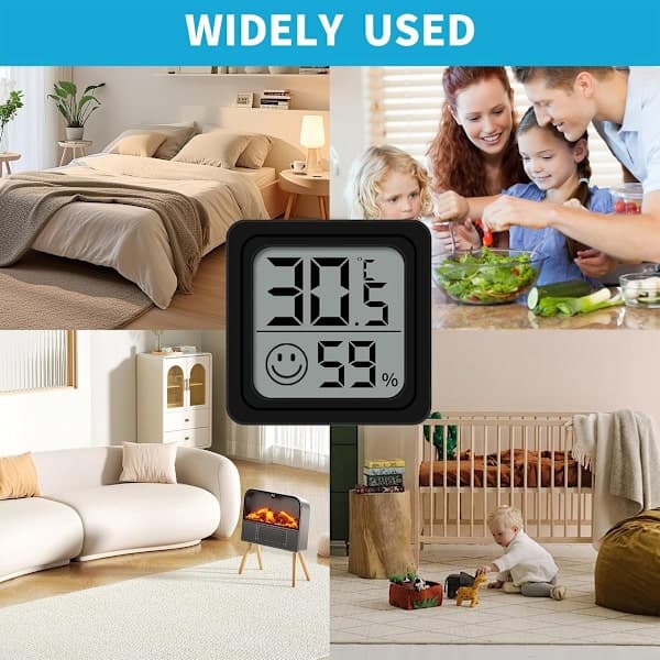 Firedelt termometer Termometer Termometer Hygrometer Stor LCD-skjerm Celsius-visning for drivhus, barnehage, hage og kjeller (hvit)