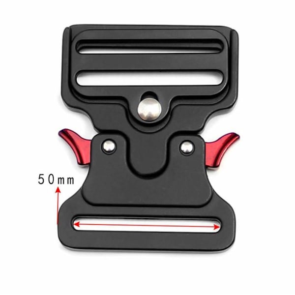 Taktiskt metallspänne format för hundhalsband, väskor, bagage, bälte, kläder (Svart, 50 mm bredd)