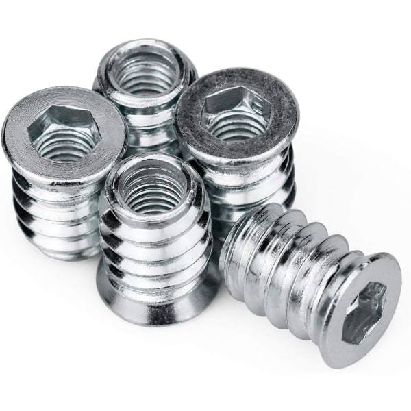 100 stk. undersænkede skruer Professionelle skruefatninger M6 x 15 mm Skrue sortimentssæt Skrueindsats Hex fatning Gevindindsats
