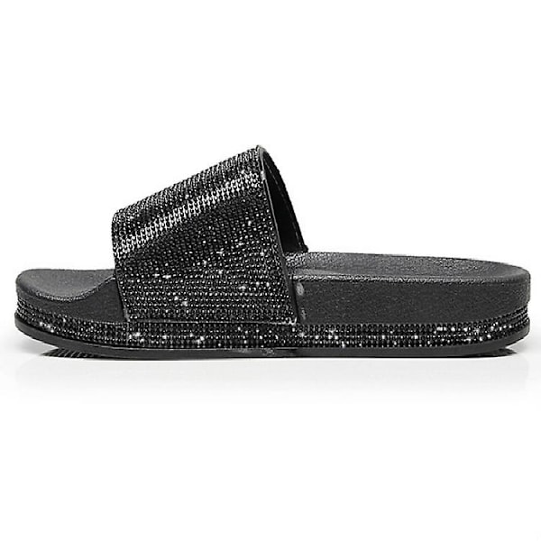 Strassikivillä koristellut naisten sandaalit, Bling-rantasandaalit Black 37