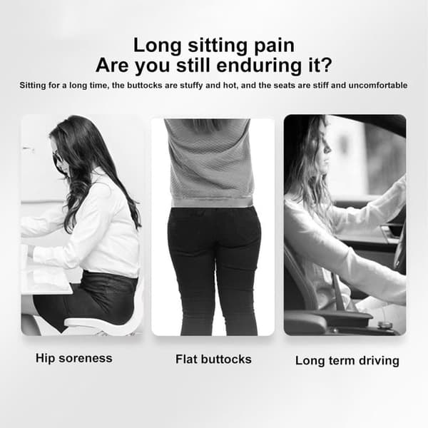Ergonomisk Sittdyna i Memory Foam – L-formad Stolsdyna med Svankstöd & Svanskottskydd, För Kontor & Hem Mörkgrå Dark Gray