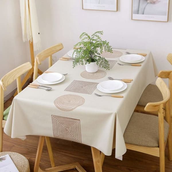 Rektangulær dug - AIMOONSA - 140x220 cm - Beige - Vandtæt - Pletafvisende