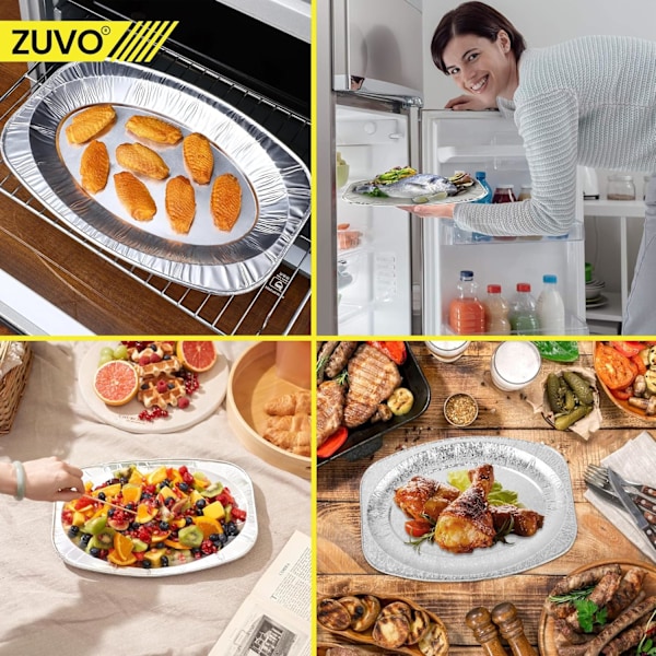 Serveringsfade til festmad - Pakke med 10 - Store aluminiumsfoliebakker - 35x23cm / 14\" - Ovn- og frysesikre buffet serveringsfade til fester