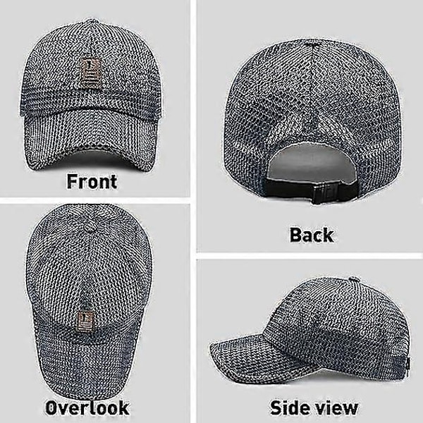 Unisex Åndbar Fuld Mesh Hat, Hurtigtørrende Løbehat, Sommer Mesh Baseball Cap Justerbar Kølende Vandsportshat Dark grey