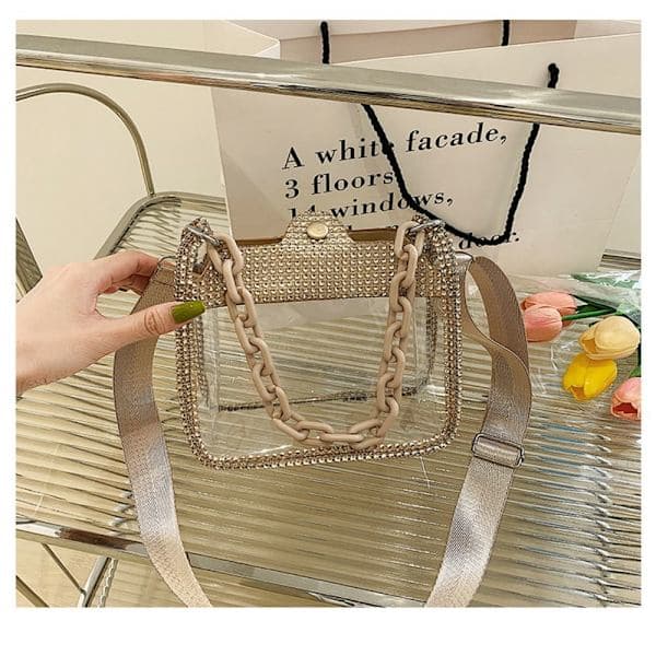 Skuldertaske Crossbody Taske Gennemsigtig Taske SØLV Sølv Silver