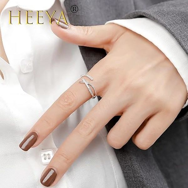 925 Sterling Silver Pläterade Tumringar - Måne Stjärnring för Flickor - Silver Ring Set med Kubisk Zirkonia - Ångest Fidget Ringar - Present till Flickor Kvinnor