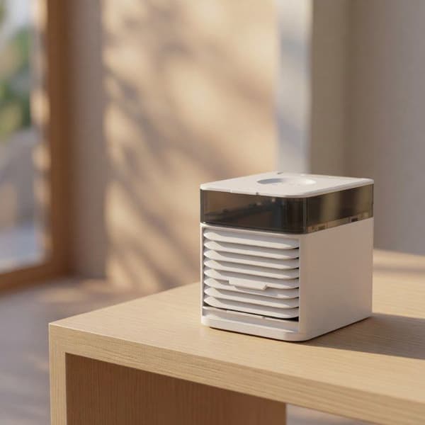 Mini køleventilator, forbedret 3. generation universel USB, skrivebord, hvid