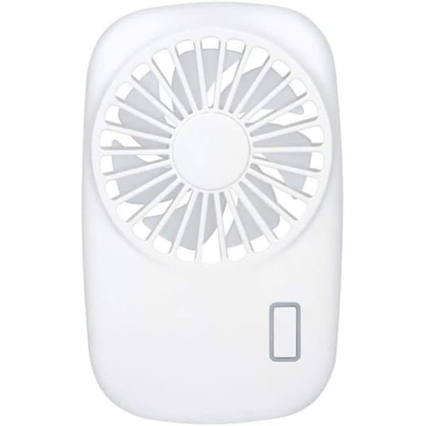 Mini bærbar ventilator - Genopladelig - 2 hastigheder - Hvid - Kompakt 12,6 cm