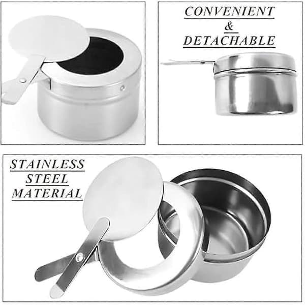 stk. Varmbord Drivstoffholder, Drivstoffholder i rustfritt stål med lokk, Varmboks-holder for Chafing Dish