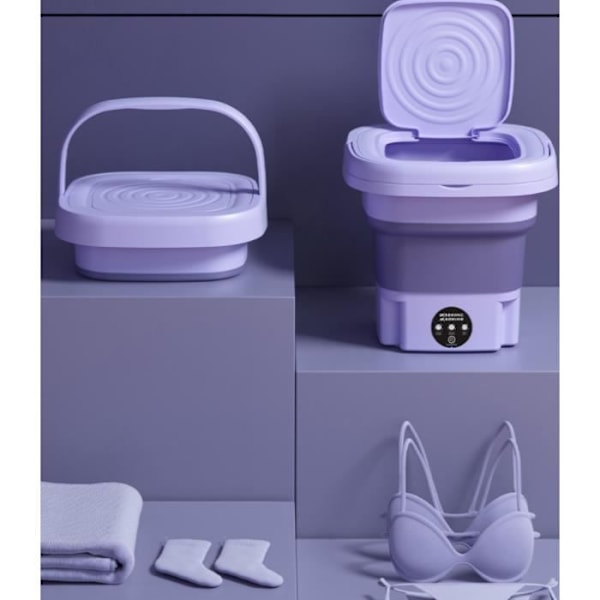 Mini Foldbar Vaskemaskine 8L Lilla Violet Lys Sterilisering Bærbar Undertøjsvaskemaskine