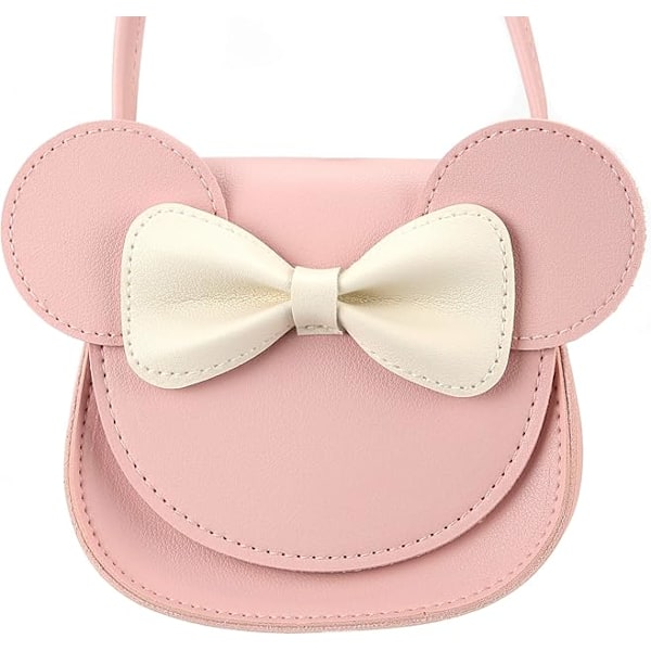 Liten Museøre Sløyfe Crossbody Veske, PU Skulderveske Håndveske for Barn Jenter Småbarn