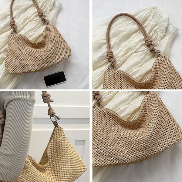 Raffiaväska Dam Sommar Stråväska Strandväska Dam Crossbody Väska Liten Slingväska Mobilväskor Liten Väska Dam Axelväska Sommarväska Beige