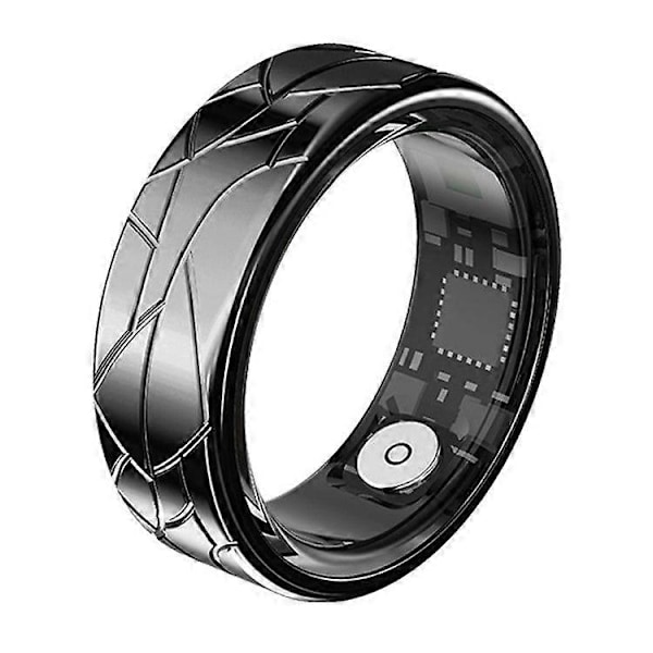 17,4 mm~21,5 mm Smartring med sprickdesign, multifunktionell hälsoövervakning och laddningsetui Black Size 7