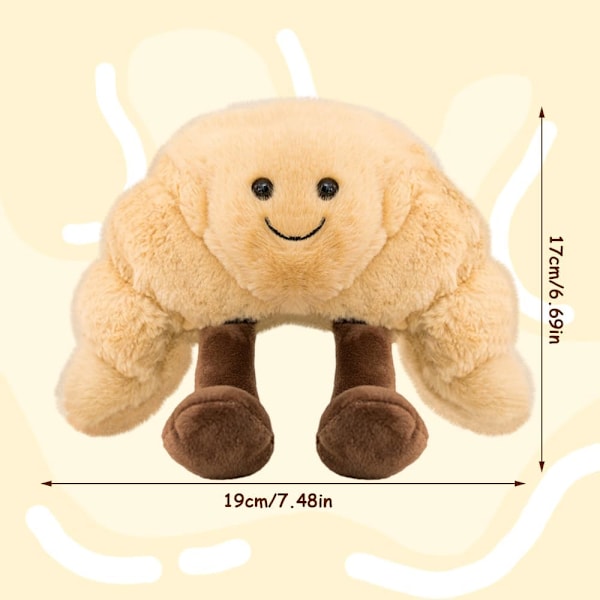 Croissant Plysch, Kreativ Mjukt Leende Mat Plysch, Mjuk Simulerings Smiley Croissant Leksak, Festdekorationer Brödkudde