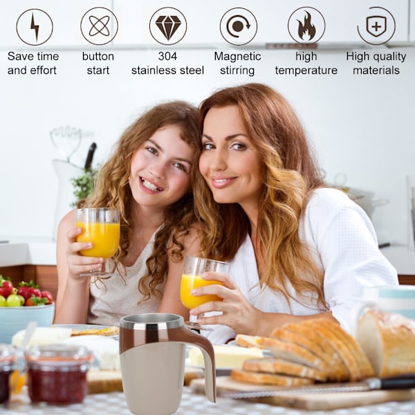 Selvrørende kopp, magisk krus, melk, kaffekopp, smart krus for kaffe. Brown