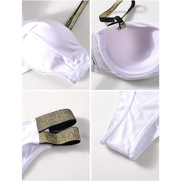 Badedragter til Kvinder Push Up Polstrede Bikini Sæt Lavtaljede Badetøj Todelt Badedragt Svømmedragt