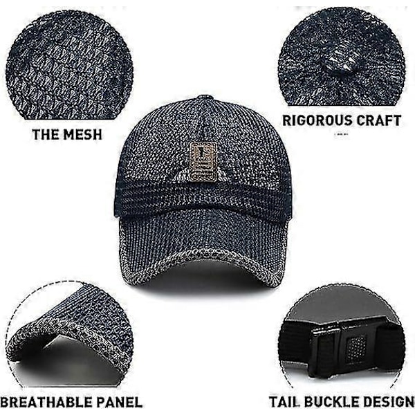 Unisex Åndbar Fuld Mesh Hat, Hurtigtørrende Løbehat, Sommer Mesh Baseball Cap Justerbar Kølende Vandsportshat Blue