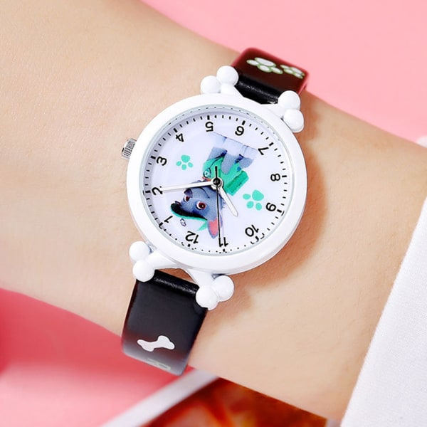 Paw Patrol Quartz-klocka, tecknad analog handledsklocka, present till pojkar och flickor Black