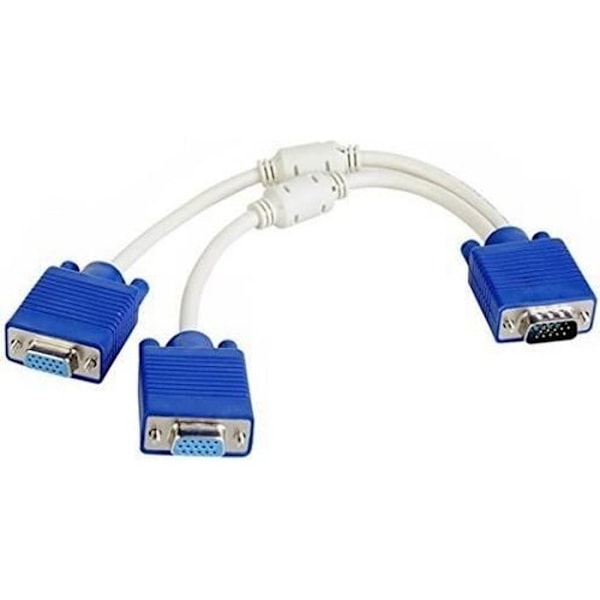 Kingwing® VGA 15 Pin PC SVGA Hann til 2 Hunn Dobbel Dobbel Skjerm Adapter Splitter Kabel