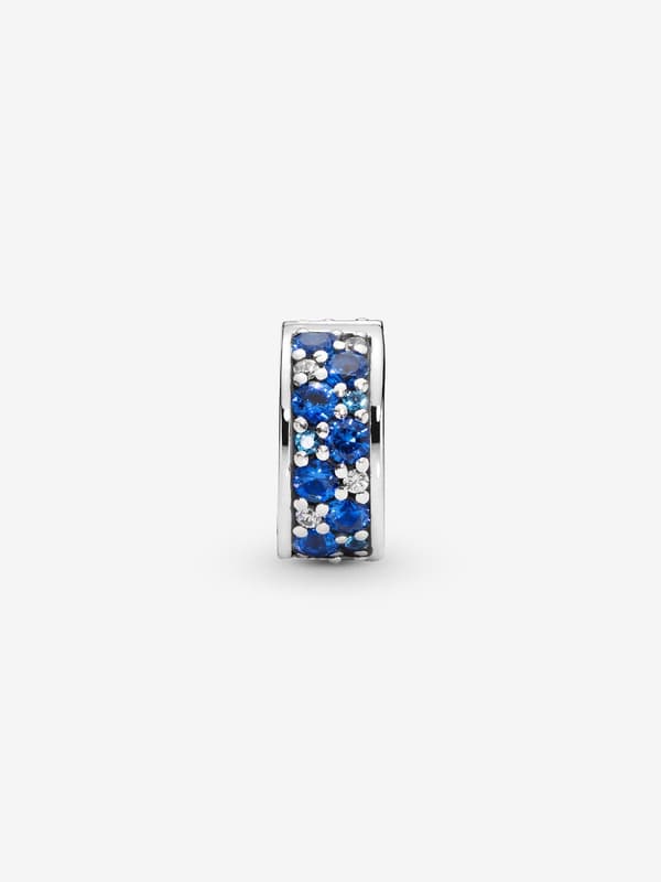 - Blå Pavé Clip Charm - Sterlingsølv