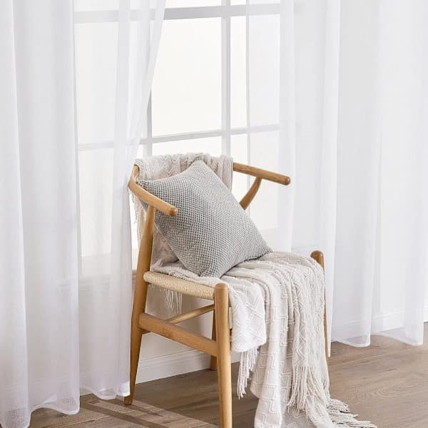 2-pack transparenta voilegardiner med öljetter, 137x228 cm, för vardagsrum och sovrum Vit