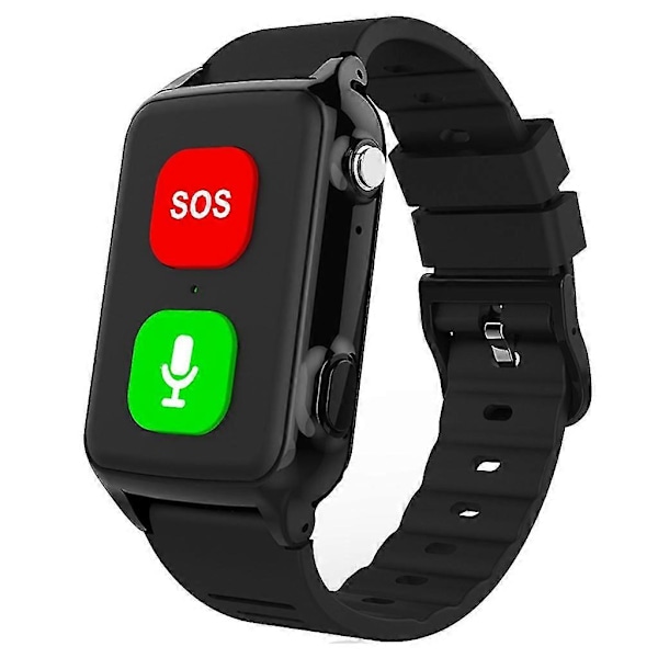 Älykello GPS-seurannalla - Rannekello Seniorille Älykkäällä Ääniohjauksella ja Kaatumishälytyksellä no camera Black