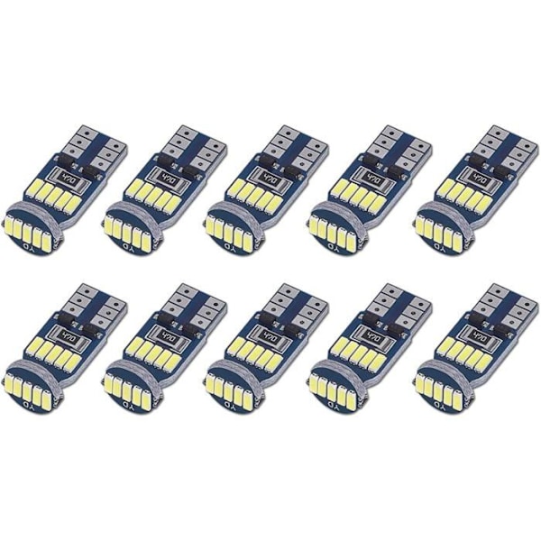 10 kpl T10 W5W LED-polttimoita Canbus Virheetön SMD 4014 Auton LED-lamput 194 168 2825 Valkoinen 6000K, Pysäköintivalot DC 12V