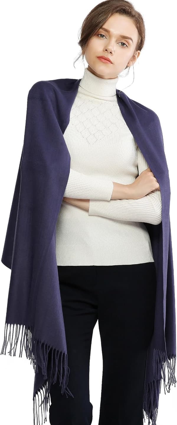 Dame Tørklæder Pashmina Sjaler og Wraps til Bryllup Tørklæder til Kvinder Vinter Navy Navy