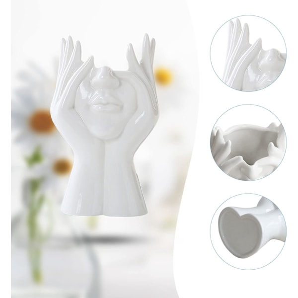 Keramisk Ansiktsvas, Vit Blomvas för Dekoration, Kvinnlig Form Huvud Halv Kropp Byst Vaser Minimalism Dekorativ Modern Nordisk Stil Blomvas (A)
