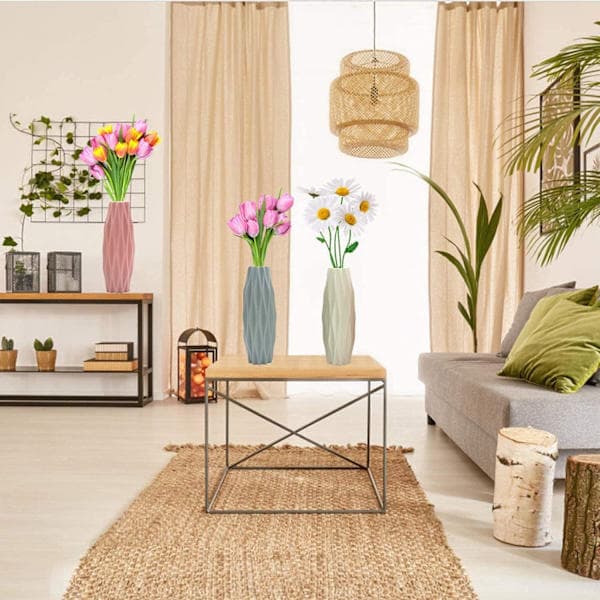 3-pack Elegant Design Plastvas - Modern Dekorativ Plastvas för Inomhus Sovrum Vardagsrum Balkong Bröllopsbord (3 Färger, 21 cm)