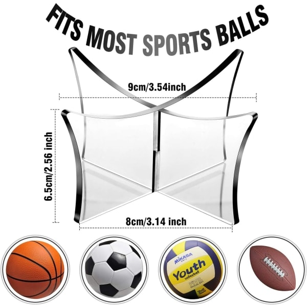 3 stk. Basketball Stand Fodbold Stand Akryl Bold Display Stand Transparent Basketball Fodbold