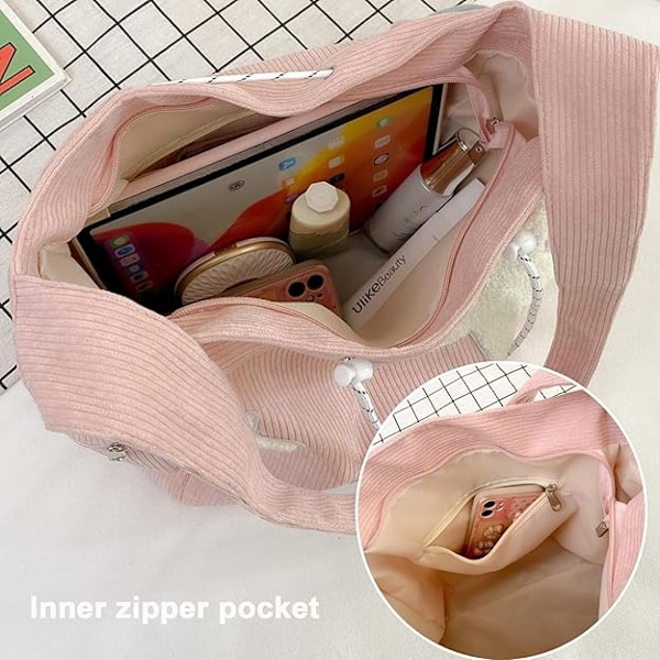 Naisten vakosametti olkalaukku, söpö suuri crossbody-laukku kouluun, toimistoon, töihin, matkustamiseen, ostoksille Black