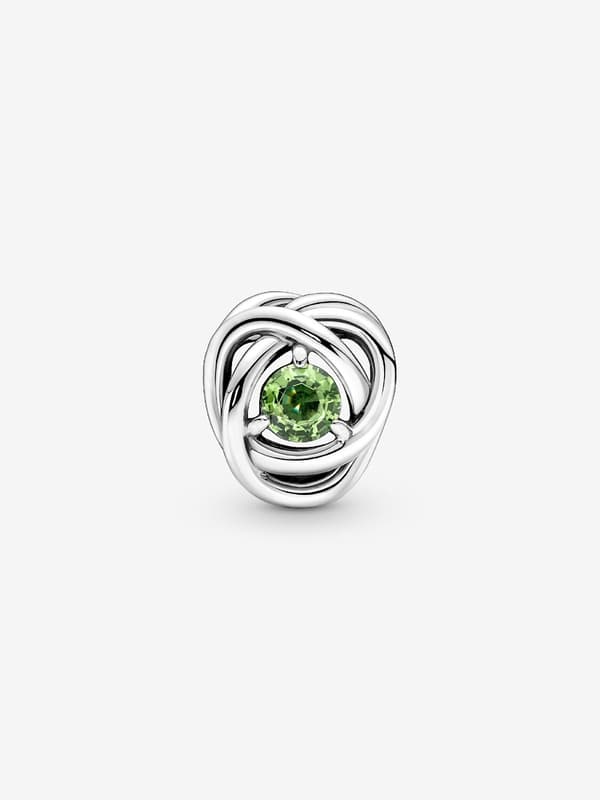 - August Spring Green Eternity Circle Charm - Sterlingsilver