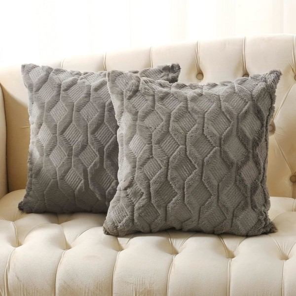 2-pack konstgjord ull kuddfodral 18x18 tum dekorativt lantgårdssammet Boho kuddfodral, beige