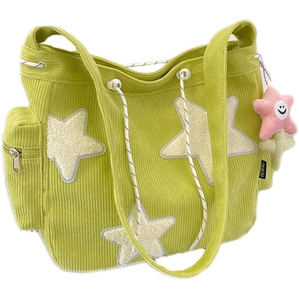 Naisten vakosametti olkalaukku, söpö suuri crossbody-laukku kouluun, toimistoon, töihin, matkustamiseen, ostoksille Green