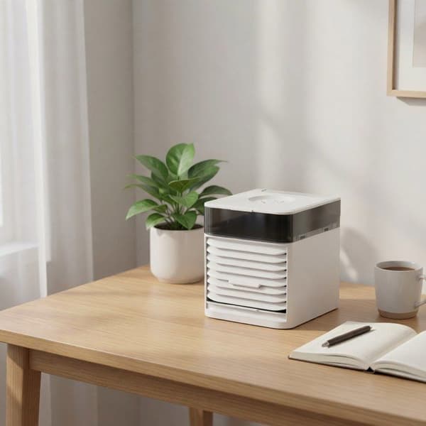 Mini køleventilator, forbedret 3. generation universel USB, skrivebord, hvid