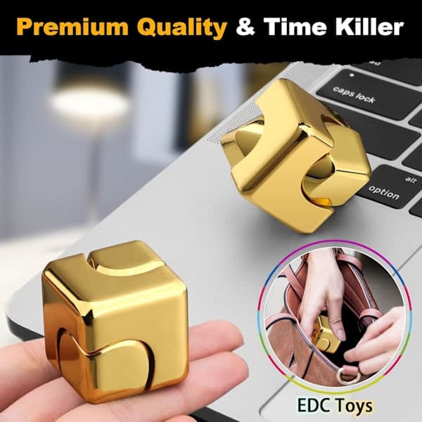 Infinite Gear Fidget Cube - 2-i-1 Transformerbar Spinner - Stresslindring (Gull)