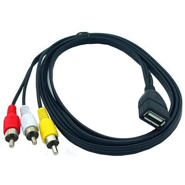 XJ-1.5M USB A naaras - 3 RCA Phono AV-kaapeli PC TV Aux Audio Video -sovitin – max