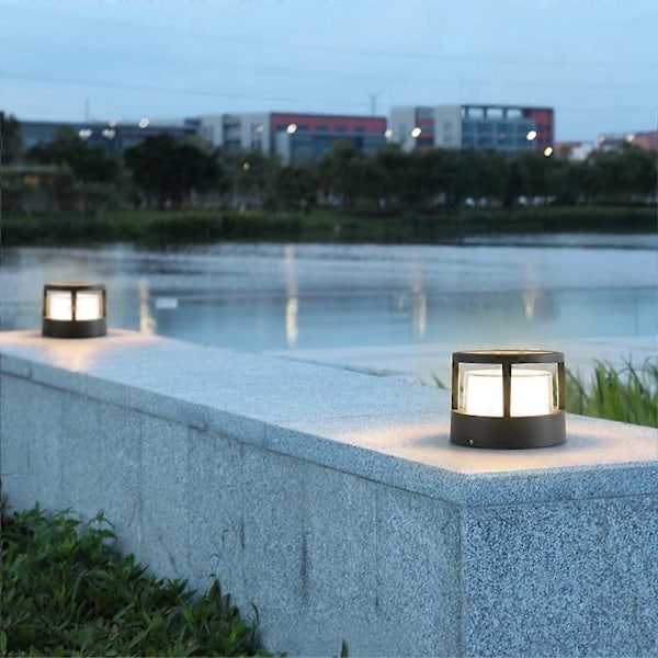 LED Ulkokäyttöön Tarkoitettu Puutarhapylväsvalaisin, IP65-Suunniteltu Sisäseinävalaisin, Alumiininen Kattovalaisin Terassille, Ulkopuutarhavalaisin Poluille, 3000K Lämmin Valkoinen