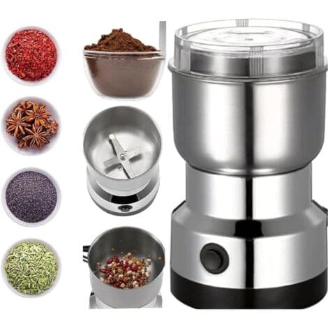 Multifunksjonell kaffekvern med rustfrie stålblader, egnet for kaffebønner, linfrø, pepper, krydder og mer
