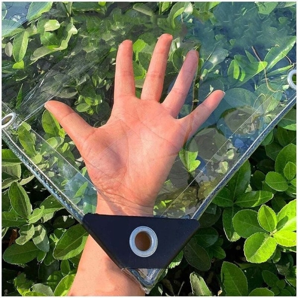 Vandtæt presenning klar PVC presenning med øjer isoleret presenning til terrasseplanter vejrbestandig transparent presenning (1x1m)