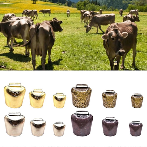 Antiikkityyliset metalliset lehmänkellot, kovat äänet tuottavat hevos-, lammas- ja karjakellot Silver Large