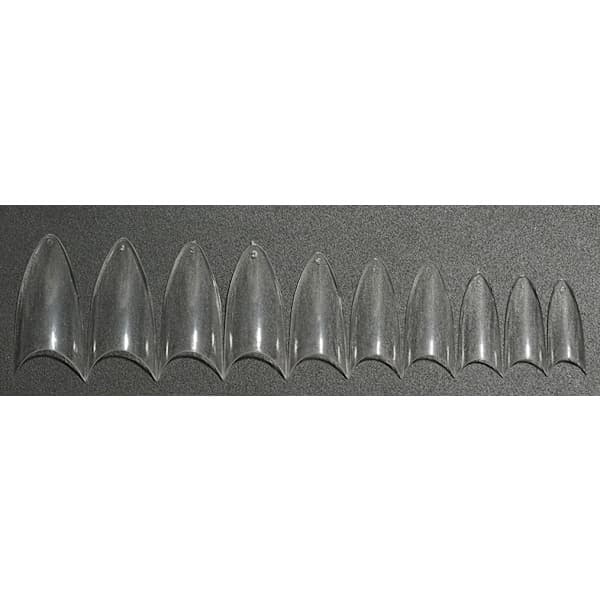 100 kpl kirkkaita stiletto-kärkiä, läpinäkyvät