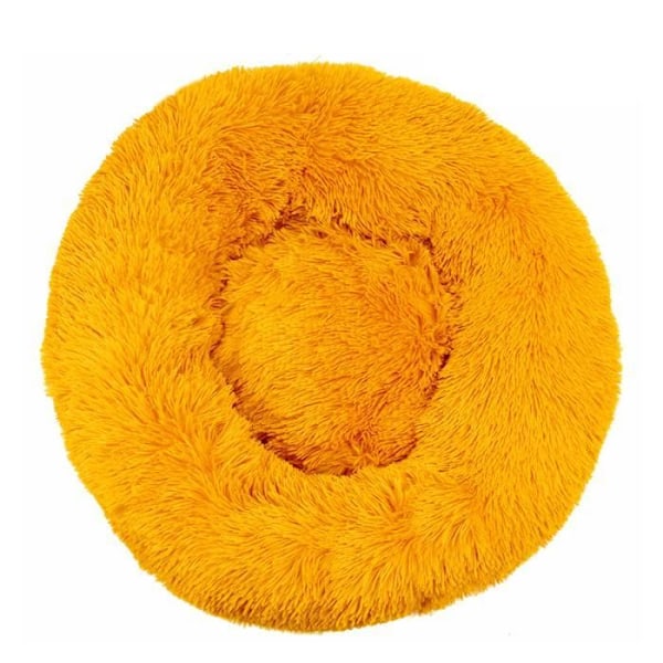 Rund Blød Plys Hunde- og Katteseng - Hunde-/Kattepude til Sovning om Vinteren - Guld - 50 cm Golden Style 1